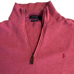 Polo Ralph Lauren Quarter Zip Men's Sweater Size XL Coral Preppy Pima Cotton